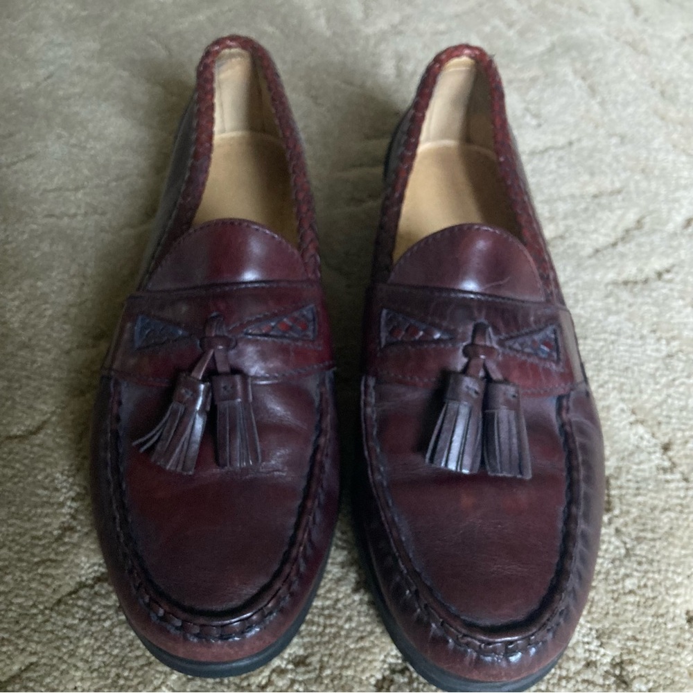 Allen Edmonds Maxfield Shoes Mens 10 C Brown Leather Tassel Loafers